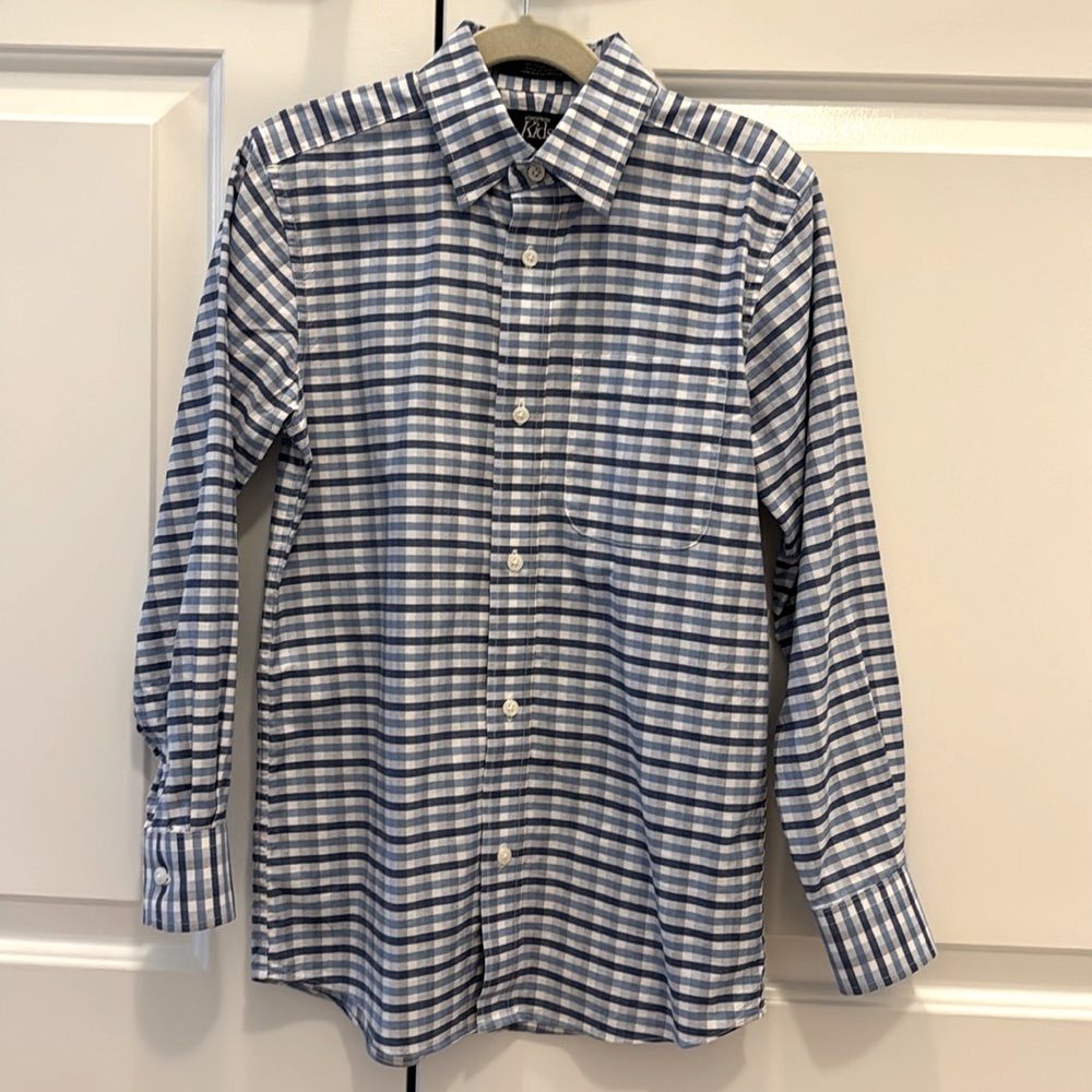 Nordstrom Kids Blue Button Down | size 8 | blue grid pattern